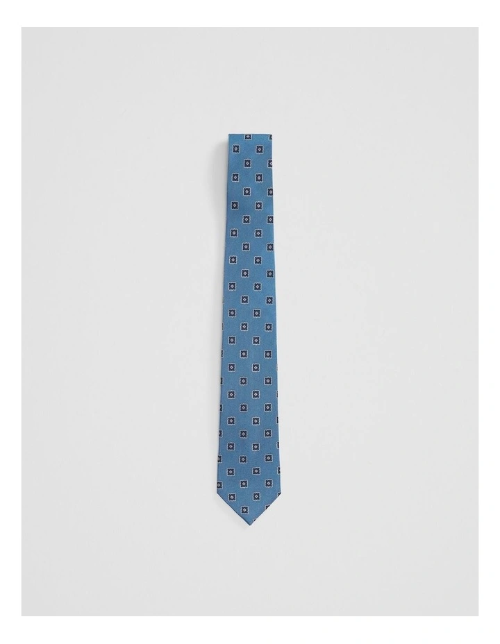 Silk Geometric Tie in Light Blue image 1