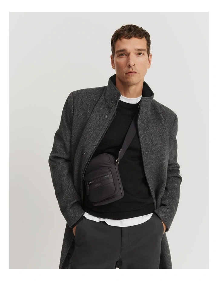 Recycled Polyester Crossbody Bag in Black image 2