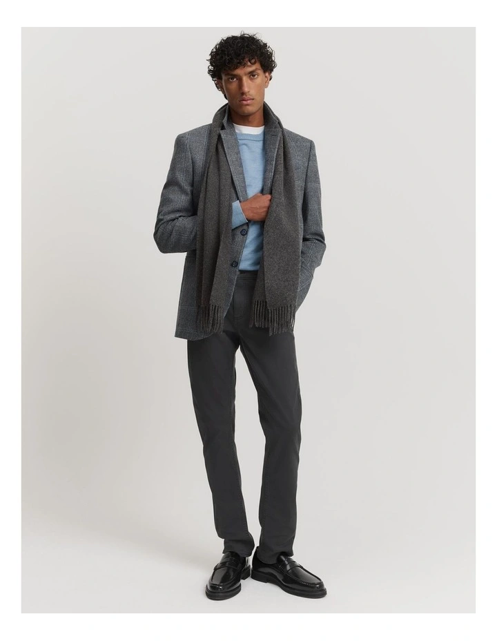 Regular Fit Lambswool Check Blazer in Steel Blue image 2