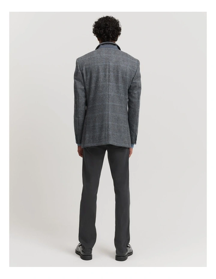 Regular Fit Lambswool Check Blazer in Steel Blue image 4