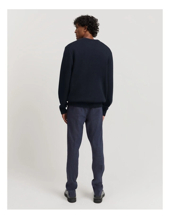Cotton Crew Knit in Navy image 4