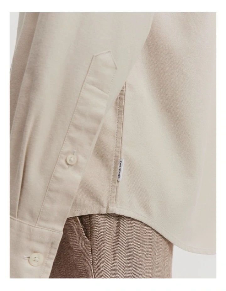 Brushed Twill Shirt in Oat Milk image 3