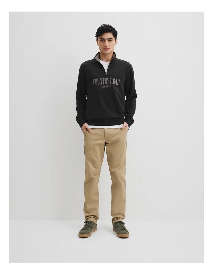 Verified Australian Cotton Half Zip Heritage Sweater in Black Multi image 3