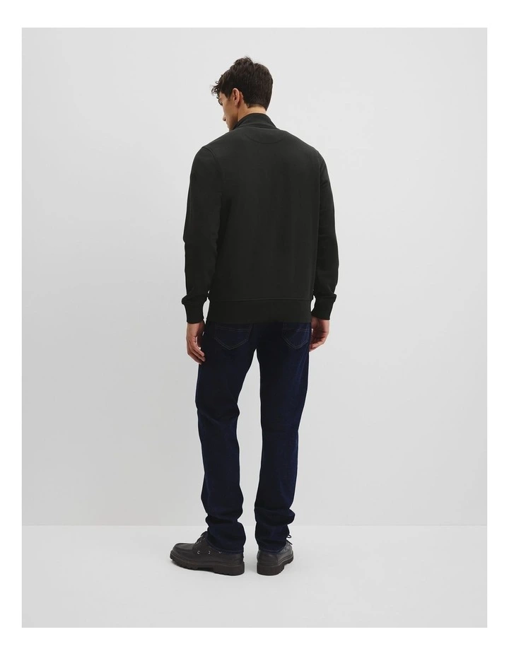 Australian Cotton Half Zip Heritage Sweat in Black Multi image 4