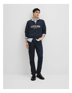 Half Zip Heritage Sweat in Dark Navy Multi
