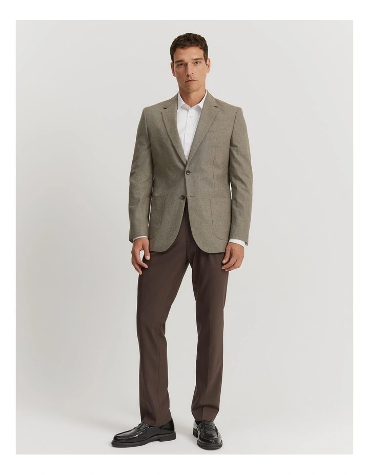 Regular Fit Cotton Wool Puppytooth Blazer in Stone image 3