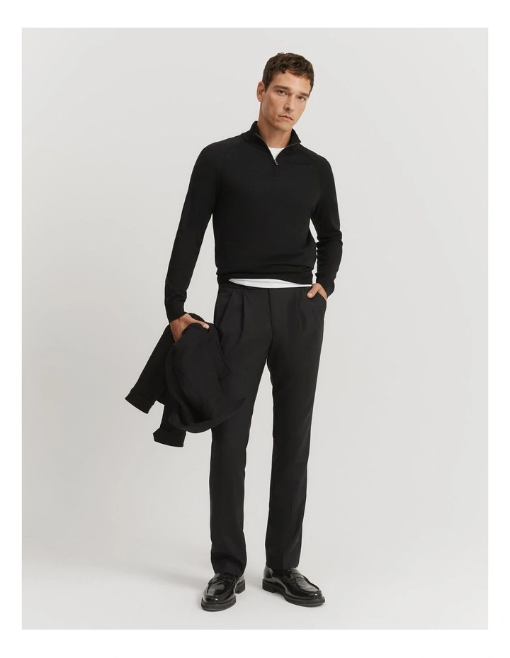 Australian Merino Half Zip Knit in Black image 1