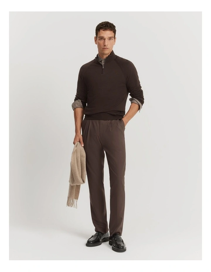 Australian Merino Half Zip Knit in Chocolate image 3