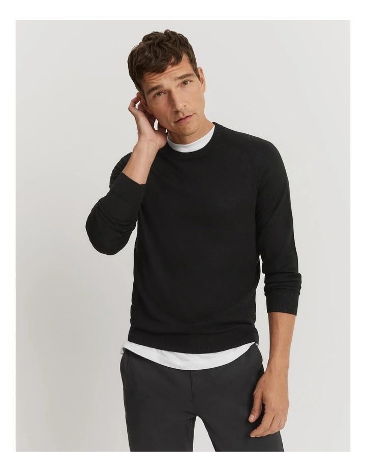Australian Merino Crew Knit in Black image 1