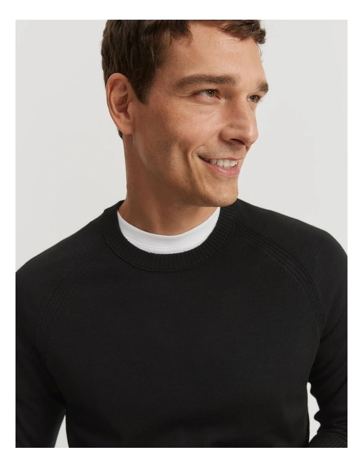 Australian Merino Crew Knit in Black image 2