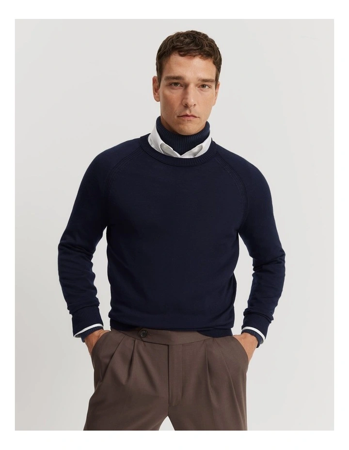 Australian Merino Crew Knit in Navy image 1