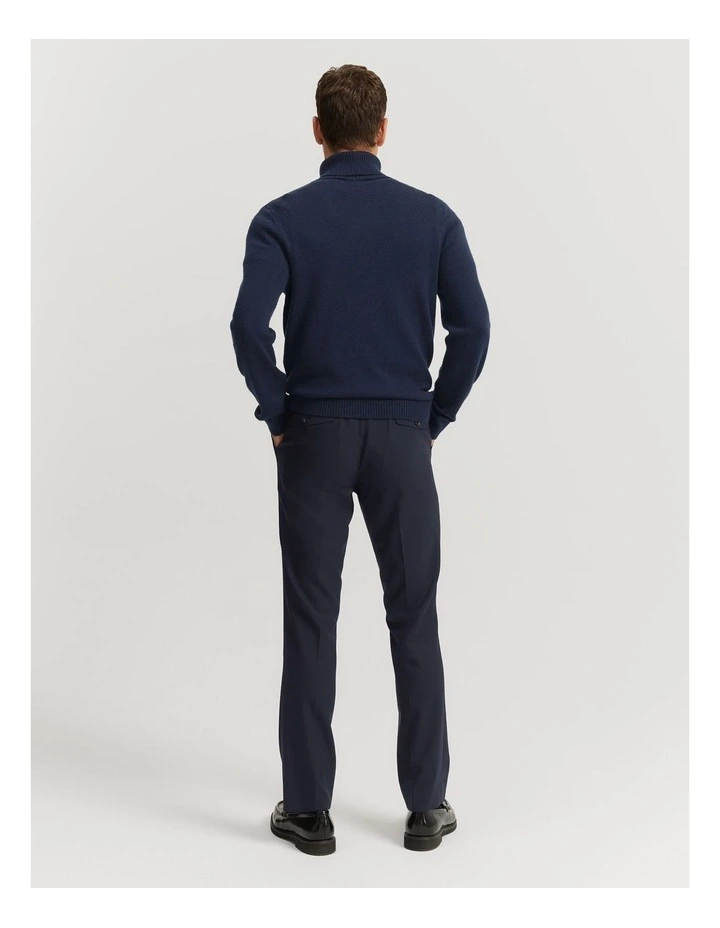 Wool Roll Neck Knit in Navy image 4