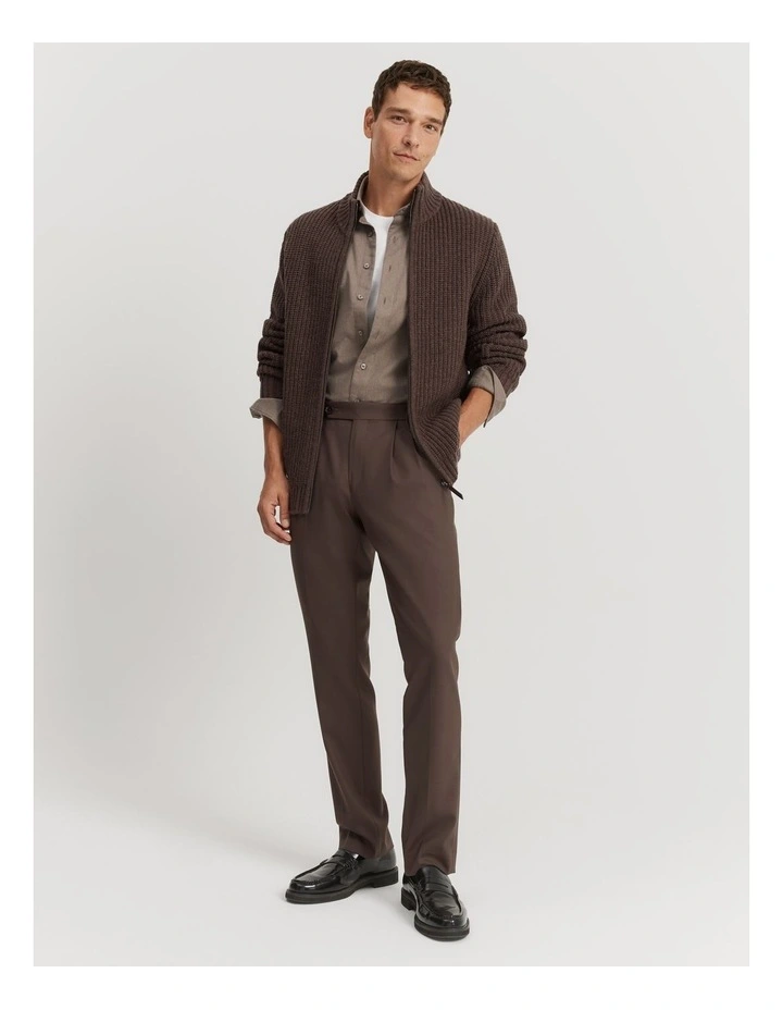 Lambswool Zip Cardigan in Truffle image 3