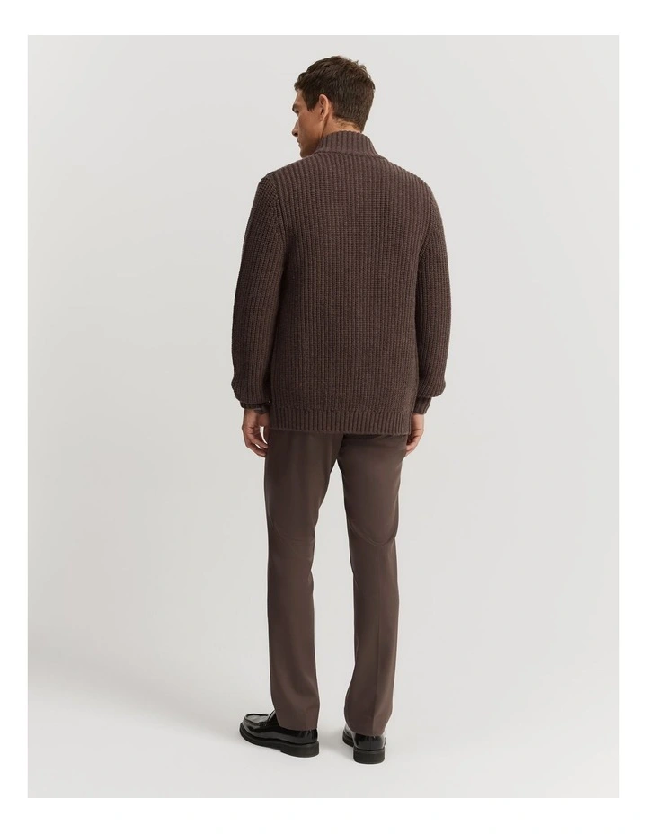 Lambswool Zip Cardigan in Truffle image 4