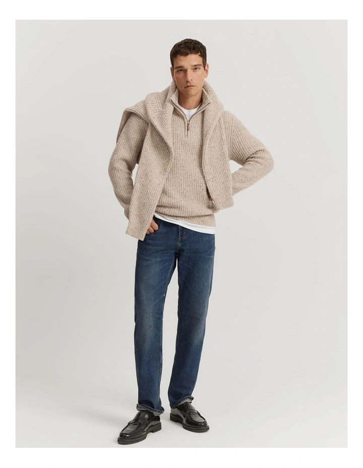 Merino Nep Half Zip Knit in Stone image 4
