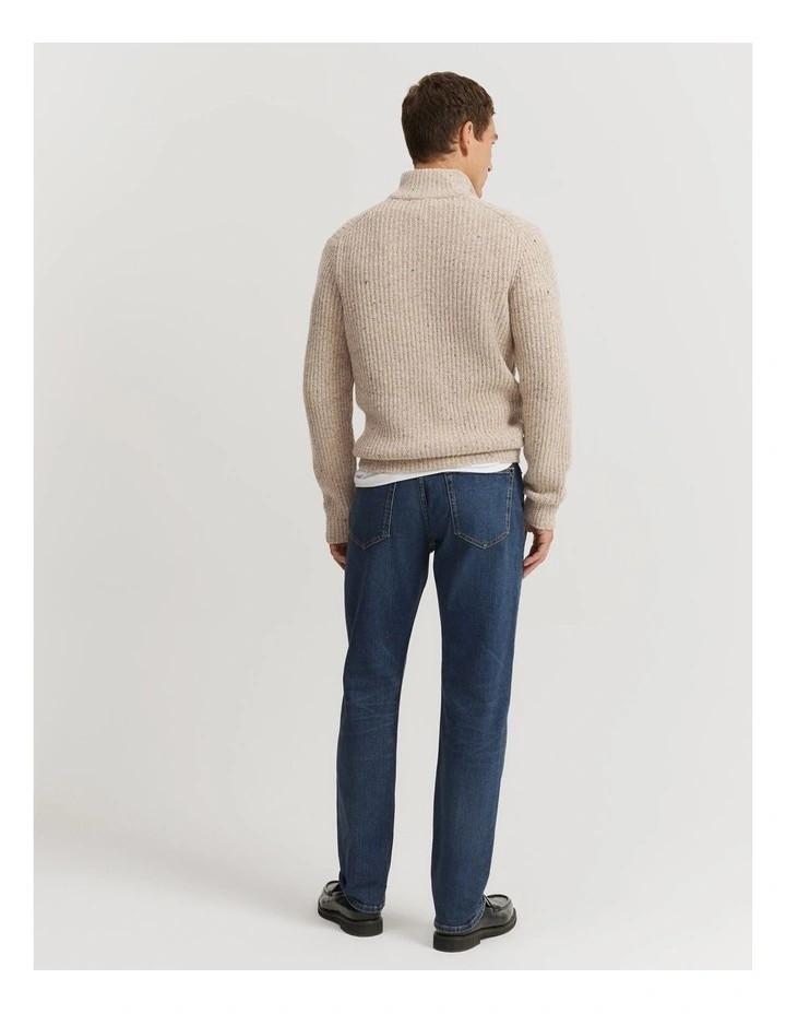 Merino Nep Half Zip Knit in Stone image 5