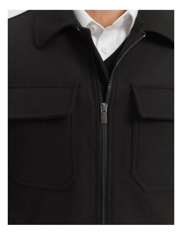 Recycled Wool Blend Shirt Jacket in Black image 2