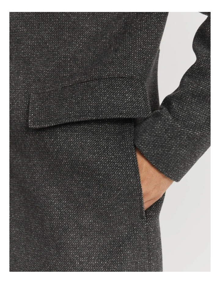 Wool Blend Funnel Neck Coat in Charcoal image 3