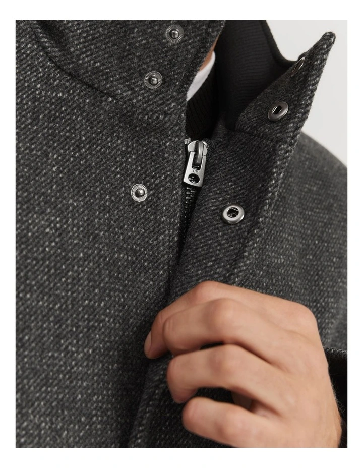 Wool Blend Funnel Neck Coat in Charcoal image 5