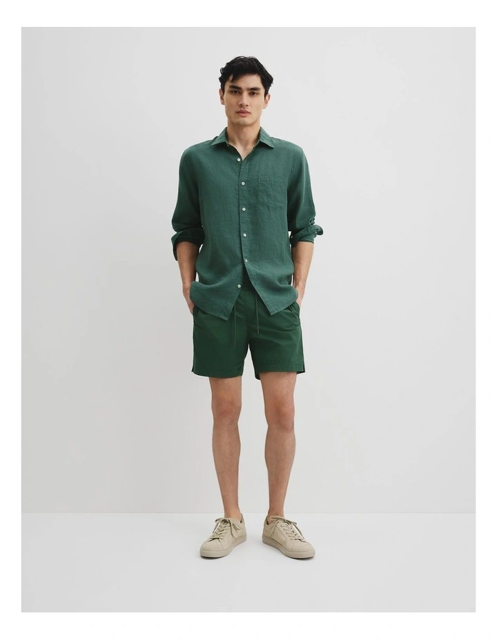 Regular Fit Organically Grown Linen Shirt in Eden Green image 3