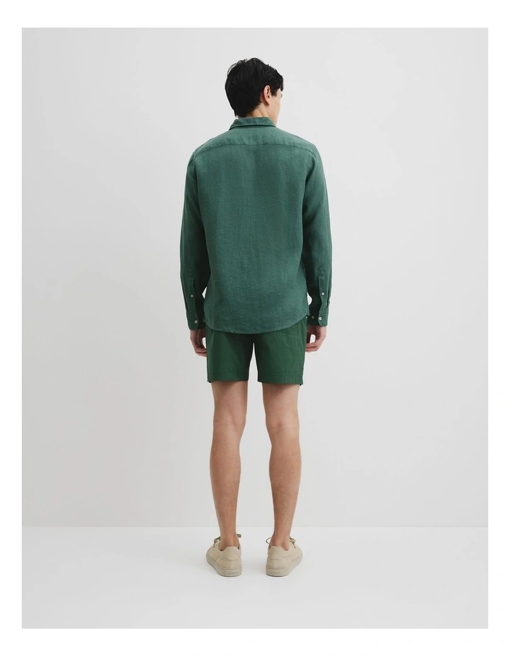 Regular Fit Organically Grown Linen Shirt in Eden Green image 4