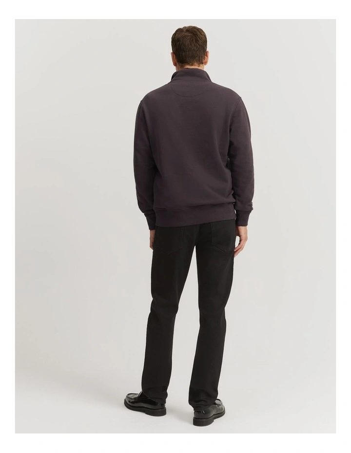 Verified Australian Cotton Half Zip Heritage Sweat in Eggplant image 4