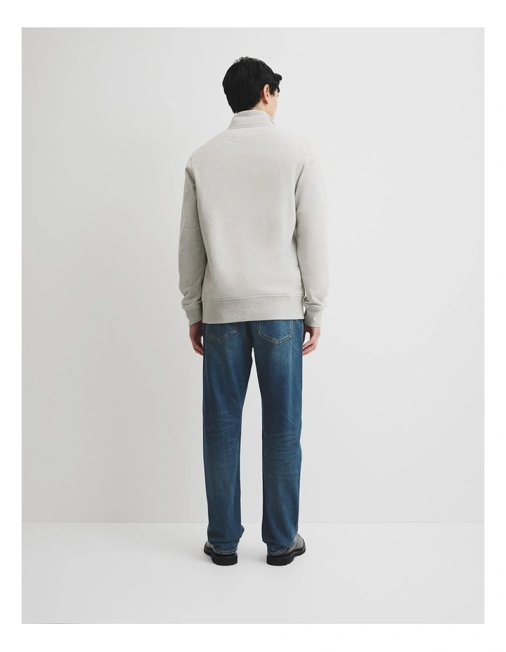 Verified Australian Cotton Half Zip Heritage Sweat in Grey Marle image 4