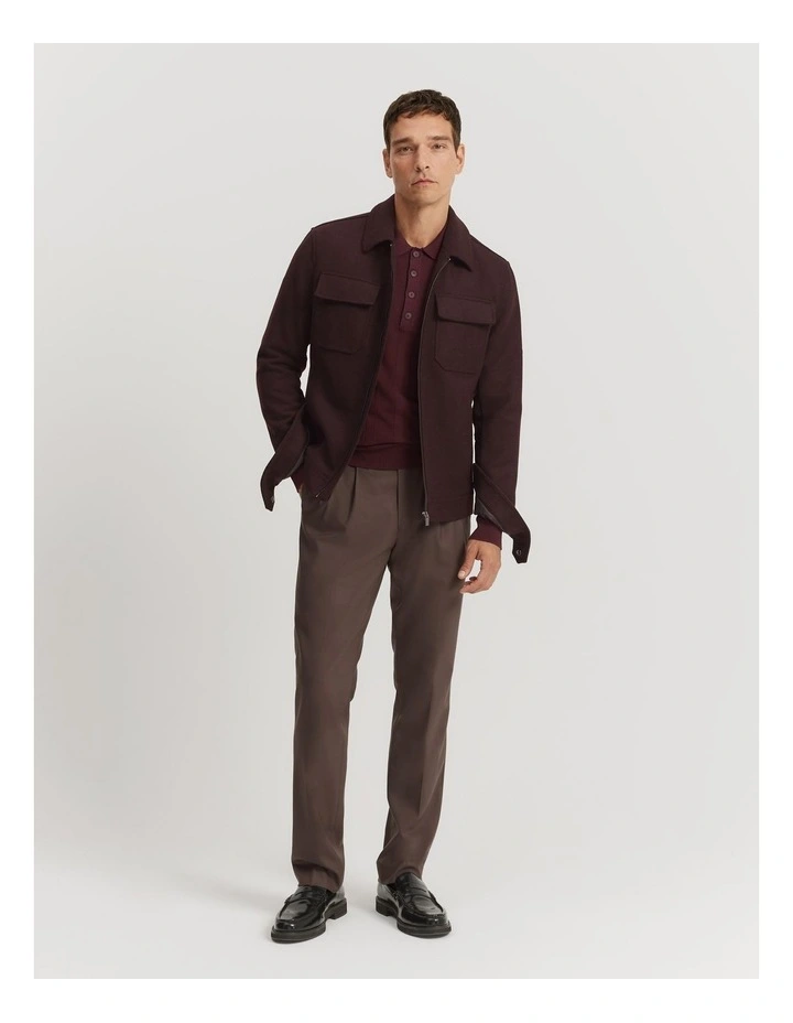 Recycled Wool Blend Shirt Jacket in Garnet image 3