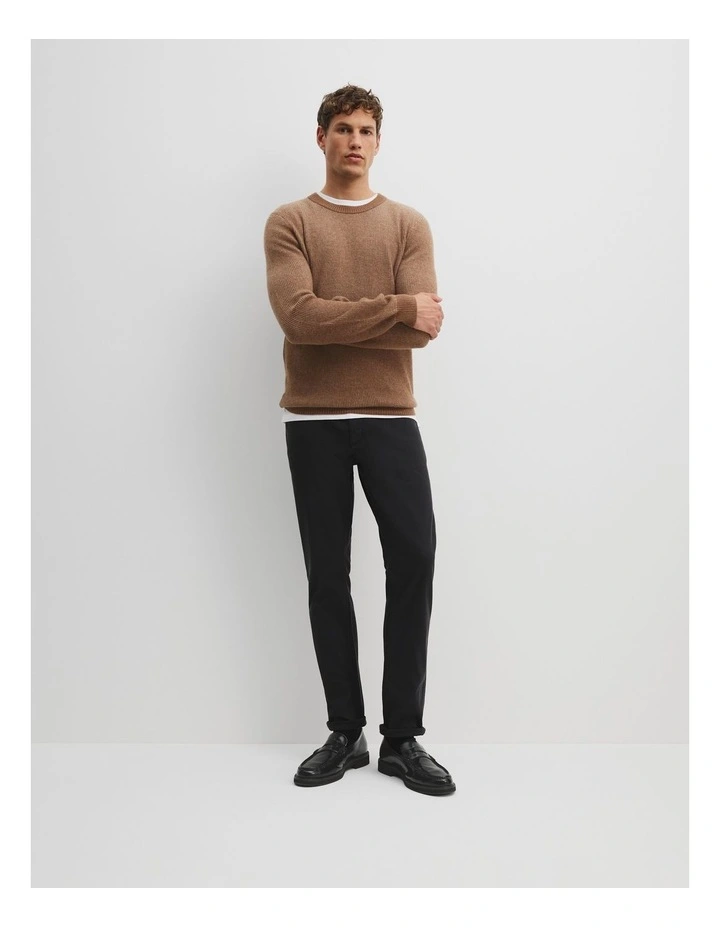 Cashmere Blend Crew Neck Knit Sweater in Amber image 1
