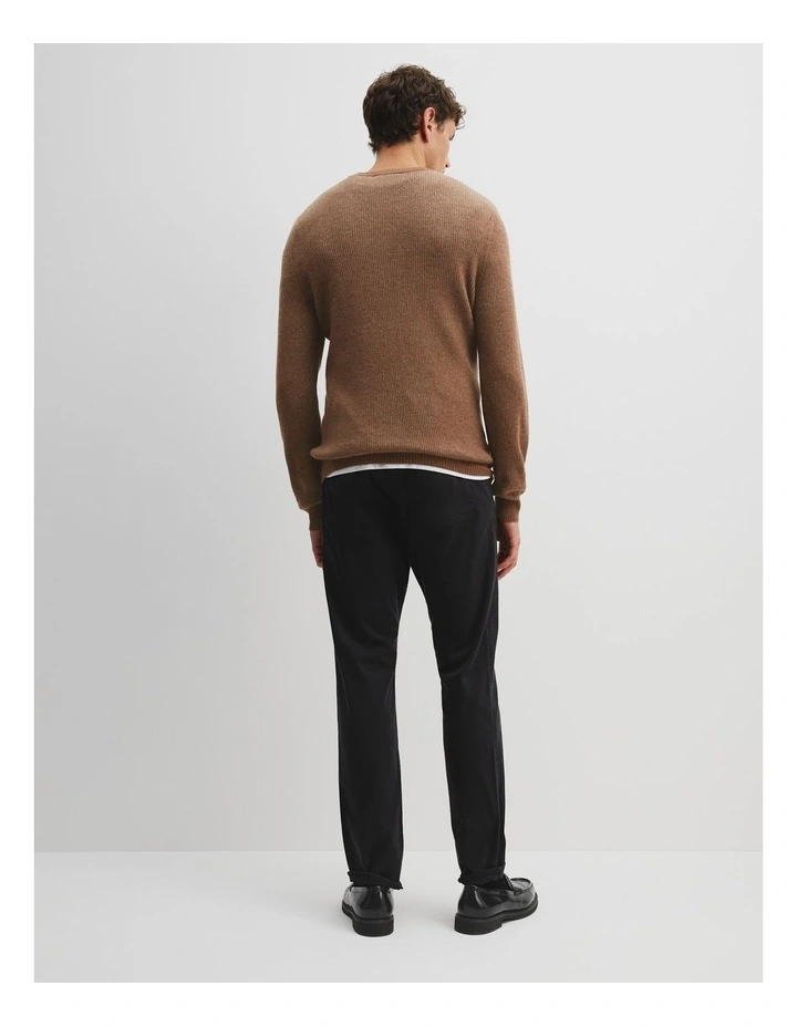 Cashmere Blend Crew Neck Knit Sweater in Amber image 4