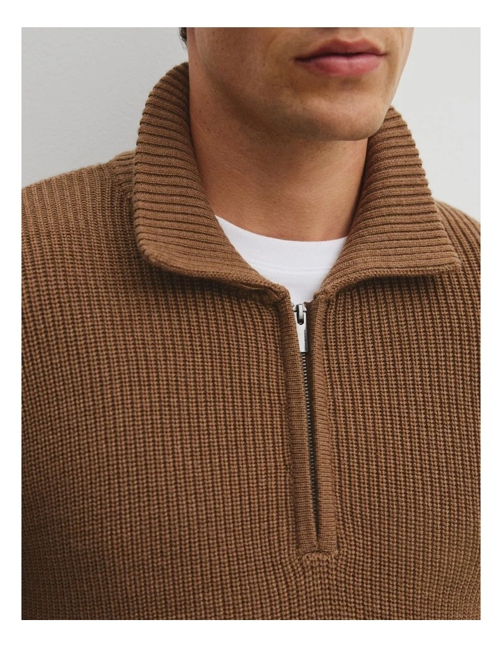 Australian Wool Shawl Collar Knit Sweater in Amber image 2