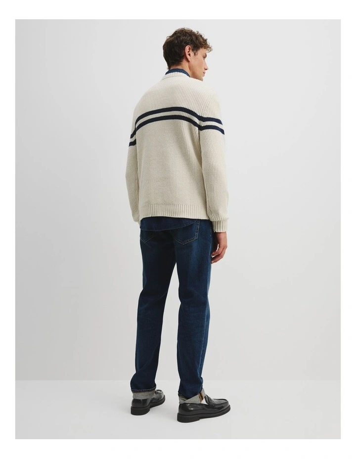 Australian Cotton Panel Knit Sweater in Pebble image 5