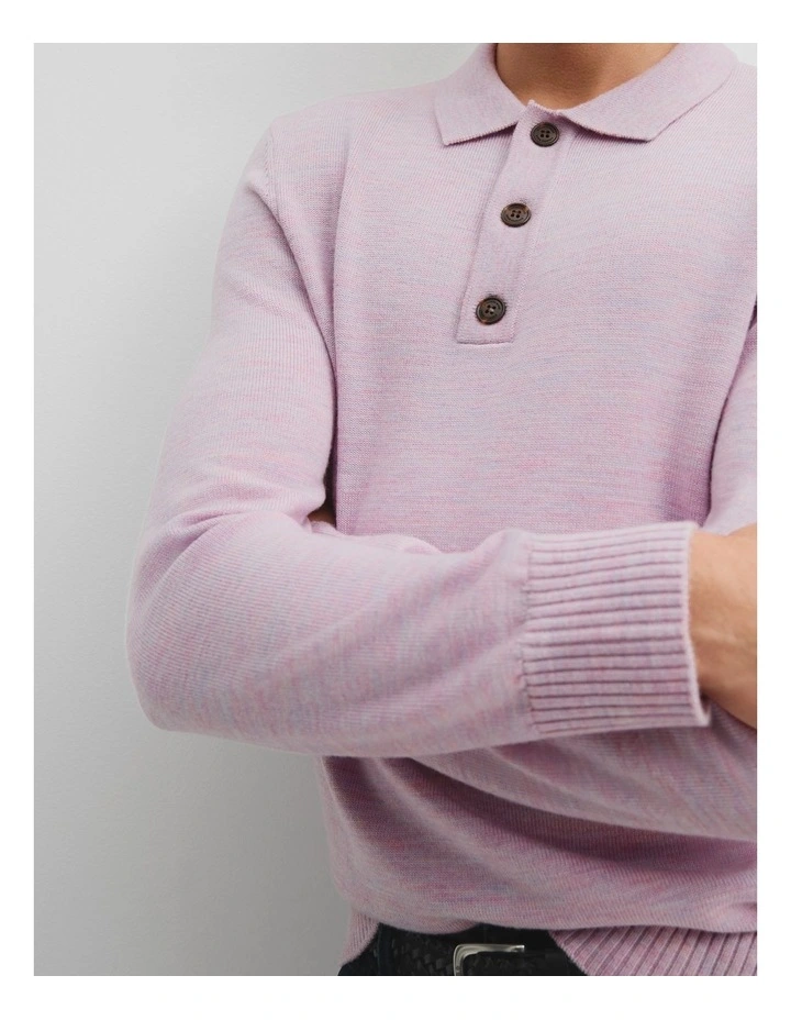 Wool Knit Polo in Soft Pink image 3