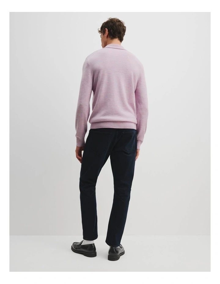 Wool Knit Polo in Soft Pink image 4