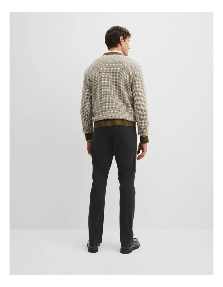 Australian Cotton Blend Contrast Stitch Knit in Khaki Green image 4