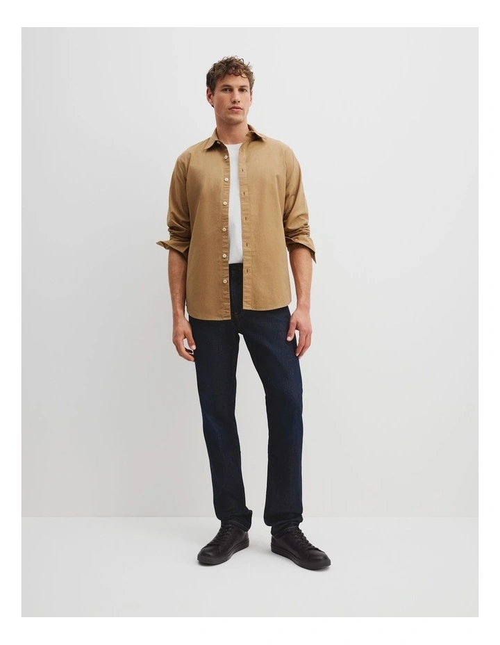 Regular Fit Australian Cotton Brushed Twill Shirt in Chai image 3
