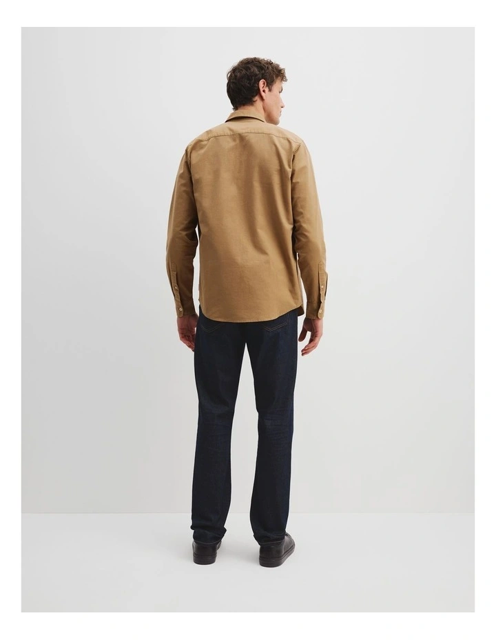 Regular Fit Australian Cotton Brushed Twill Shirt in Chai image 4