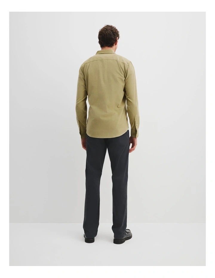Regular Fit Corduroy Shirt in Pistachio image 4