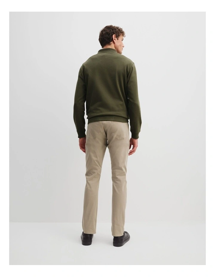 Cotton Polo Sweat in Khaki Green image 4