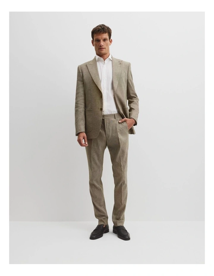 Linen Blend Stretch Pant in Green image 1