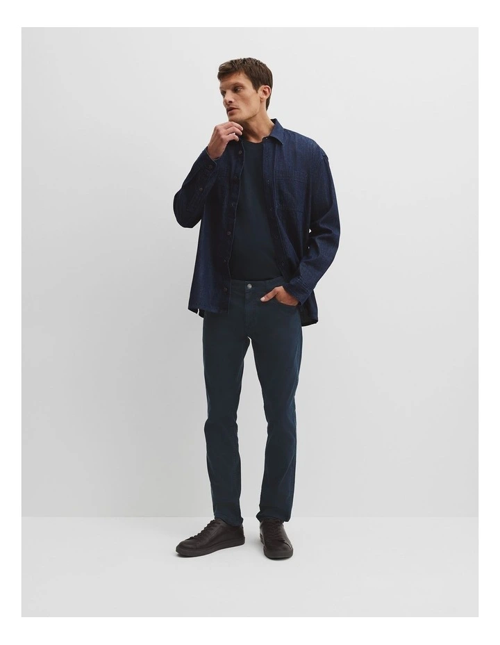 Cotton Garment Dyed Twill Five Pocket Pant in Washed Navy image 1