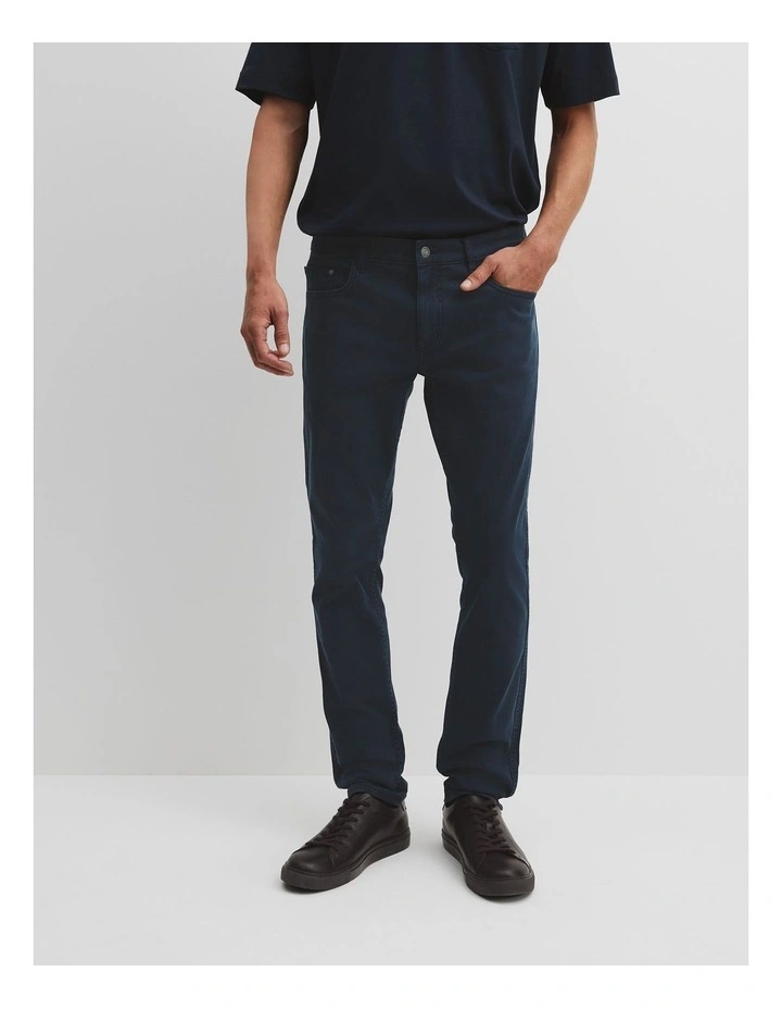 Cotton Garment Dyed Twill Five Pocket Pant in Washed Navy image 2