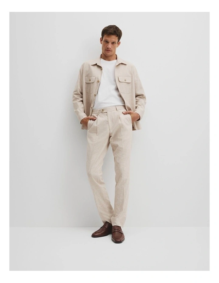Linen Pinstripe Pant in Natural image 1