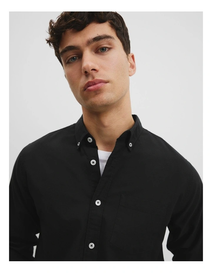 Regular Fit Australian Cotton Oxford Shirt in Black image 3