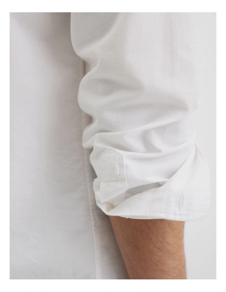 Regular Fit Australian Good Earth Cotton Oxford Shirt in White image 2
