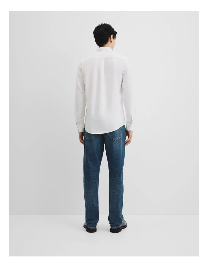 Regular Fit Australian Good Earth Cotton Oxford Shirt in White image 4