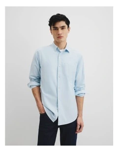 Regular Fit Australian Good Earth Cotton Oxford Shirt in Pale Blue