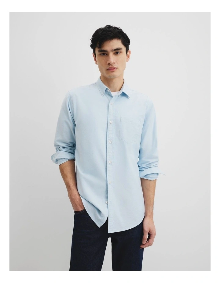 Regular Fit Australian Good Earth Cotton Oxford Shirt in Pale Blue image 1