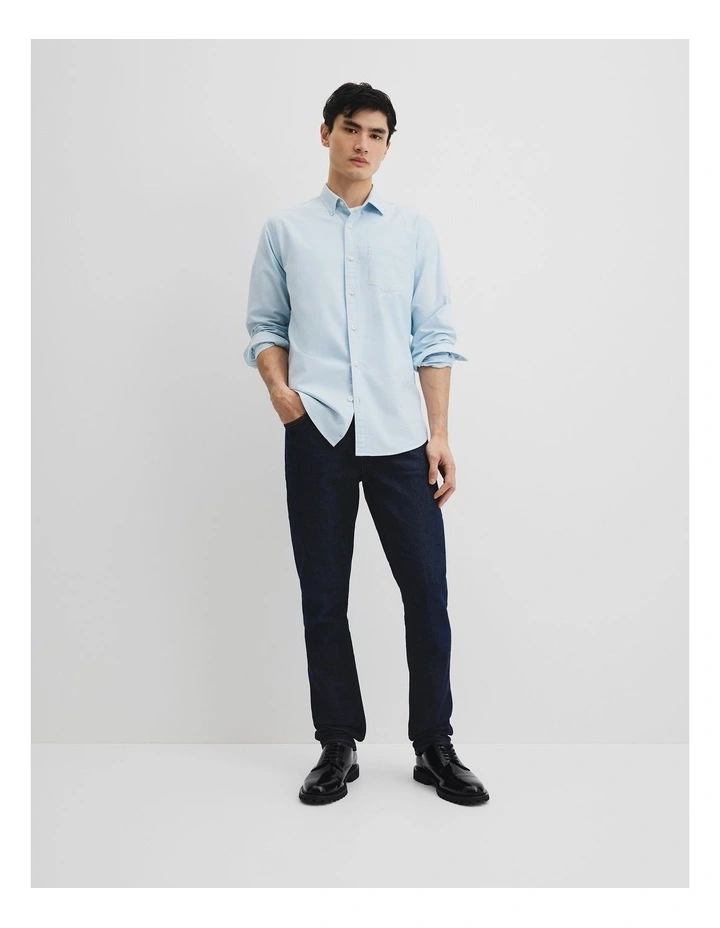 Regular Fit Australian Good Earth Cotton Oxford Shirt in Pale Blue image 3