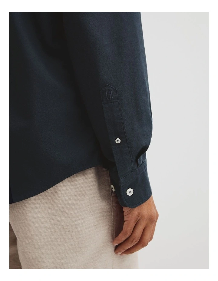 Australian Good Earth Cotton Regular Fit Oxford Shirt in Navy image 3